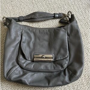 Coach gray leather shoulder purse, barely worn